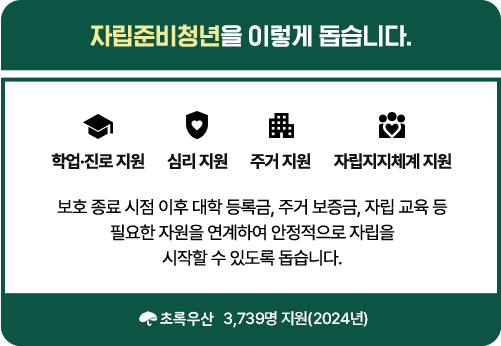 자립준비청년을 이렇게 돕습니다.